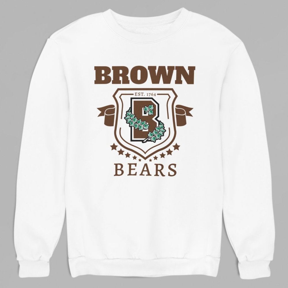 NWT Brown University Bears Established 1764 Shield Banner Sweatshirt WHITE